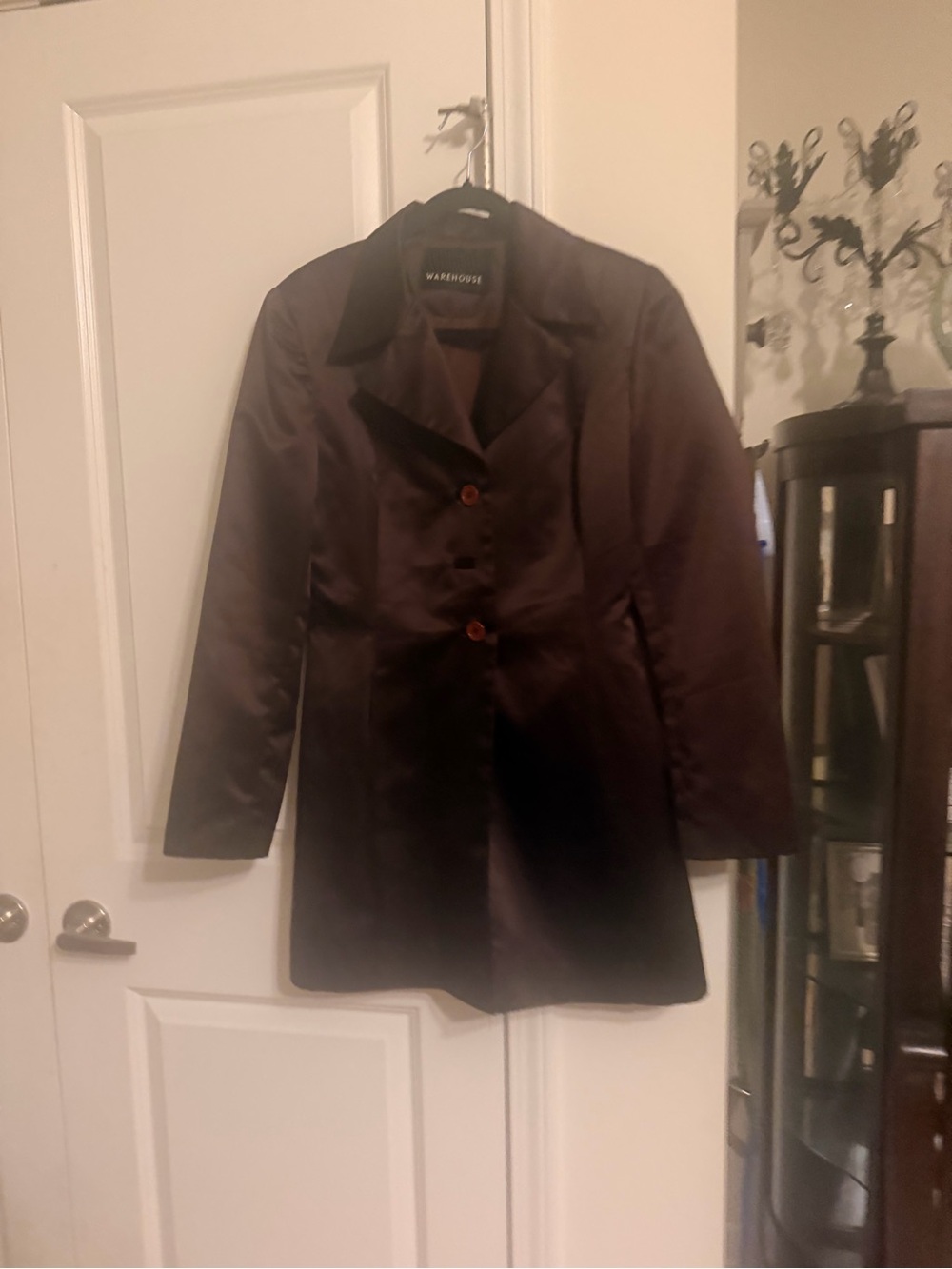 Warehouse espresso, chocolate, brown Satin Trench Coat